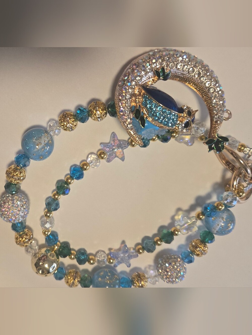 Handcrafted Blue Crystal Star & Moon Bracelet